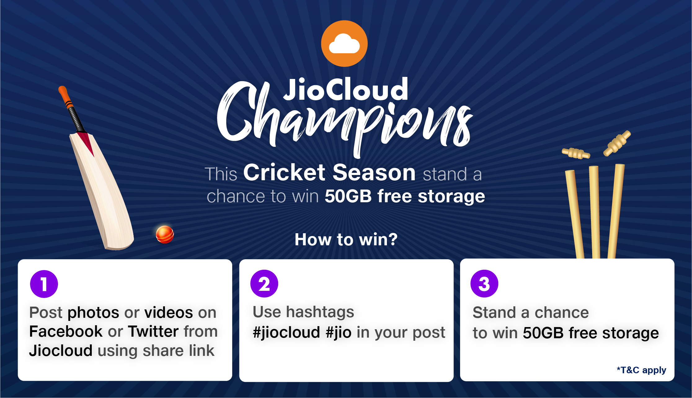 JioCloud Champions, This Cricket season stand a chance to win 50GB free storage